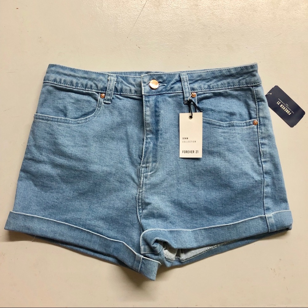 High waisted denim shorts
